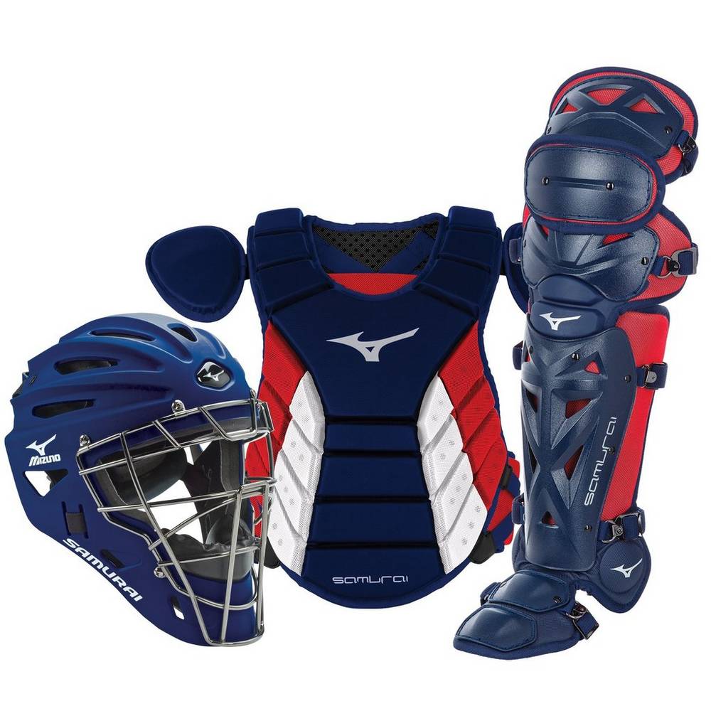 Mens Mizuno Samurai Adult 15" Boxed Baseball Catchers Gear Set Navy/Red Philippines (ZEAKOG476)